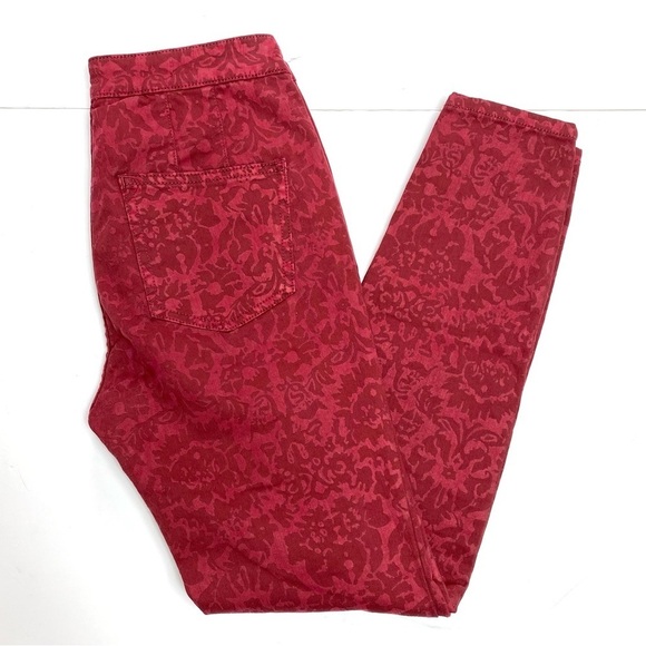 ANTHROPOLOGIE Pilcro Floral High Rise Denim Leggings in Red Size 27 - Picture 8 of 9
